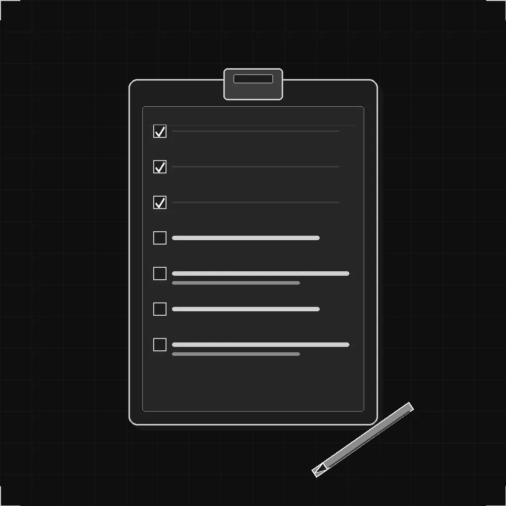 A clipboard with a checklist and pen representing a separation agreement checklist in BC